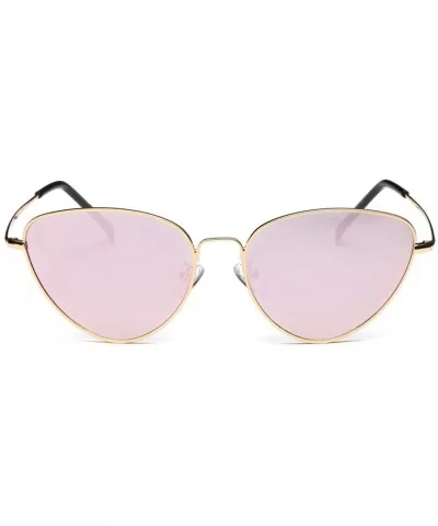 Women Vintage Retro Cat Eye Glasses Mirror Lens Travel Sunglass - Gold - C518968M2Y9 $6.01 Cat Eye