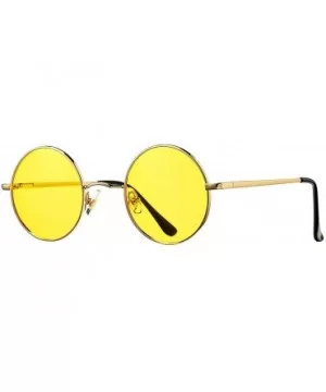 Retro Small Round Polarized Sunglasses for Men Women John Lennon Style - Gold Frame/Transparent Yellow Lens - CI190OEEMY5 $11...