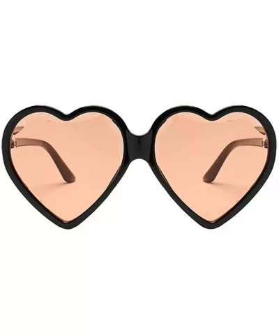 Women Man Fashion Vintage Heart Shape Big Frame Sunglasses Eyewear Retro Unisex - E - C918TR252GD $3.96 Semi-rimless