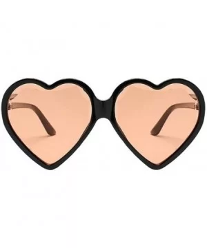 Women Man Fashion Vintage Heart Shape Big Frame Sunglasses Eyewear Retro Unisex - E - C918TR252GD $3.96 Semi-rimless