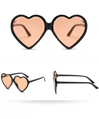 Women Man Fashion Vintage Heart Shape Big Frame Sunglasses Eyewear Retro Unisex - E - C918TR252GD $3.96 Semi-rimless