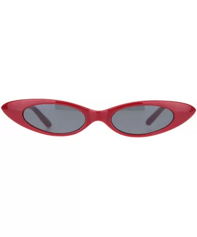 Womens Mod Narrow Thick Plastic Cat Eye Goth Sunglasses - Red Black - CS18N60TXK6 $5.67 Oval