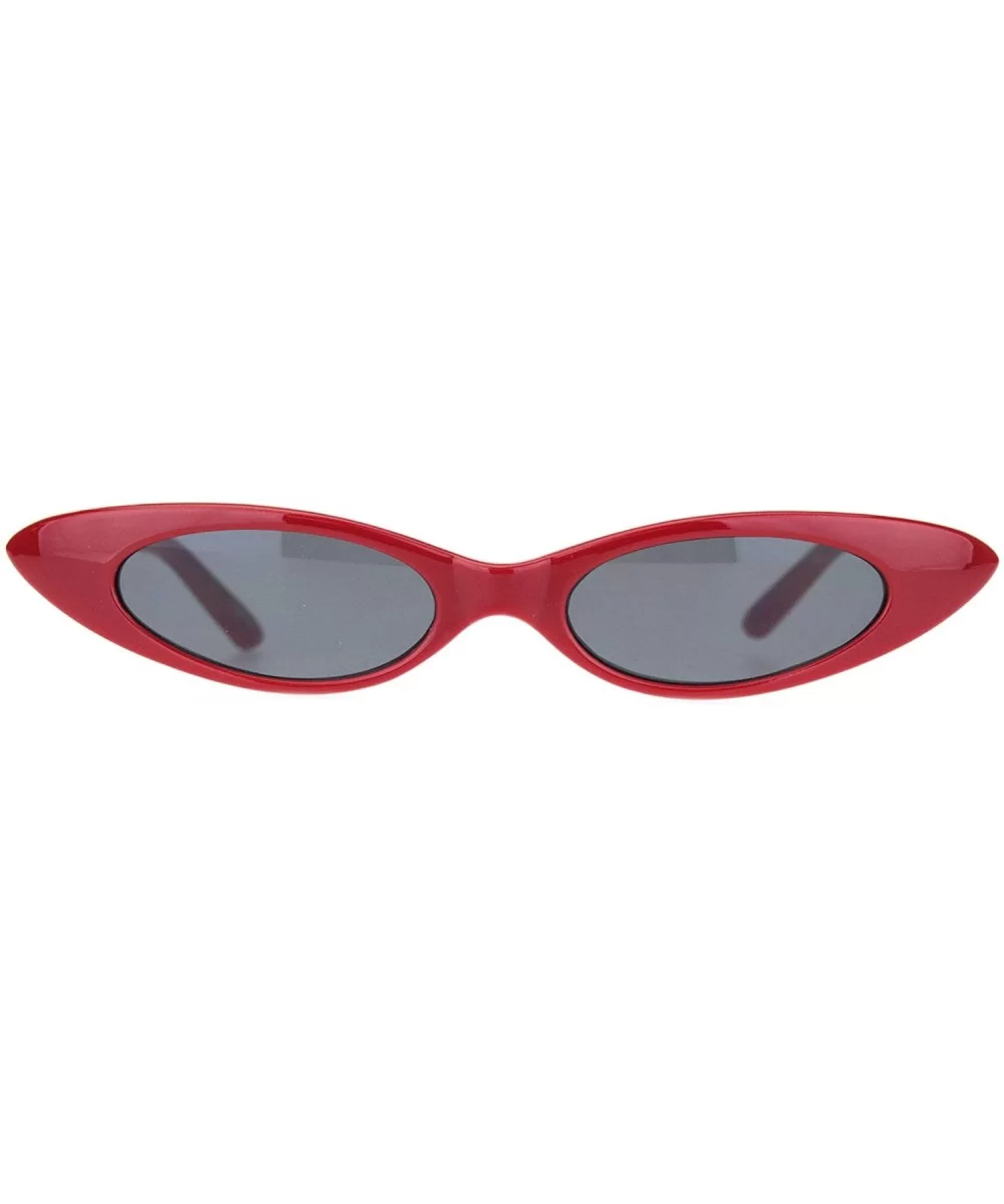 Womens Mod Narrow Thick Plastic Cat Eye Goth Sunglasses - Red Black - CS18N60TXK6 $5.67 Oval