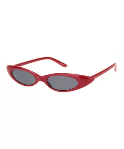 Womens Mod Narrow Thick Plastic Cat Eye Goth Sunglasses - Red Black - CS18N60TXK6 $5.67 Oval