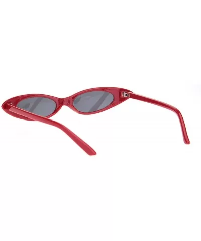 Womens Mod Narrow Thick Plastic Cat Eye Goth Sunglasses - Red Black - CS18N60TXK6 $5.67 Oval