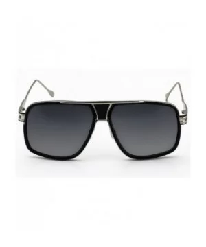 Designer Metal Frame Classic Retro Square Aviator Fashion Sunglasses For Men - Black Silver - CY18GX7Y2NW $6.55 Square