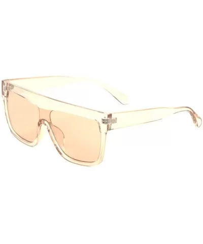 Flat Top Thick Brow Crystal One Piece Square Shield Sunglasses - Yellow - CS197S66520 $10.26 Shield