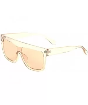 Flat Top Thick Brow Crystal One Piece Square Shield Sunglasses - Yellow - CS197S66520 $10.26 Shield