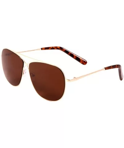 Thin Metal Frame Crossed Bridge Round Aviator Sunglasses - Dark Brown - CU197Q084CW $10.41 Round