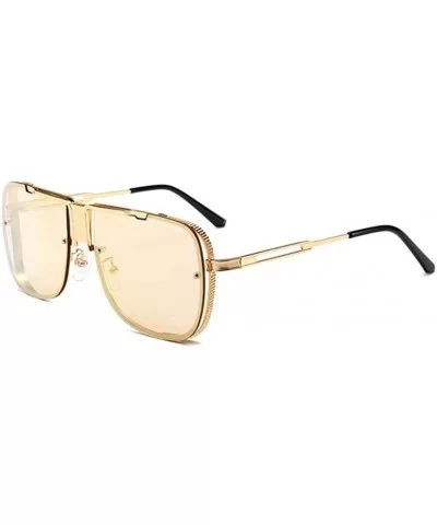 Premium Military Style Classic Aviator Sunglasses - Polarized - 100% UV protection - Gold Mirror Pink - C918TR6CLZ2 $24.79 Av...