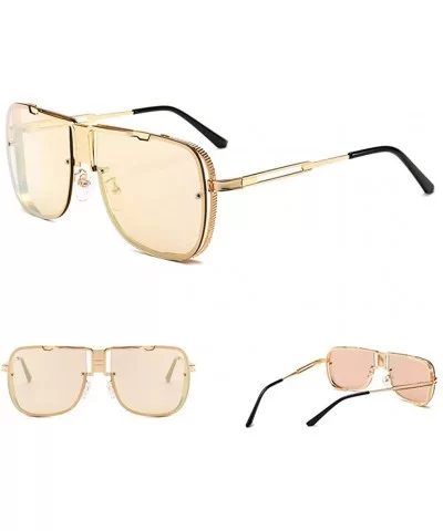 Premium Military Style Classic Aviator Sunglasses - Polarized - 100% UV protection - Gold Mirror Pink - C918TR6CLZ2 $24.79 Av...