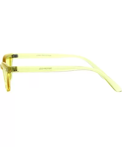 Womens Skinny Sunglasses Trapezoid Shape Cateye Frame Translucent Colors - Yellow - C918K5NNUQ6 $5.59 Rectangular