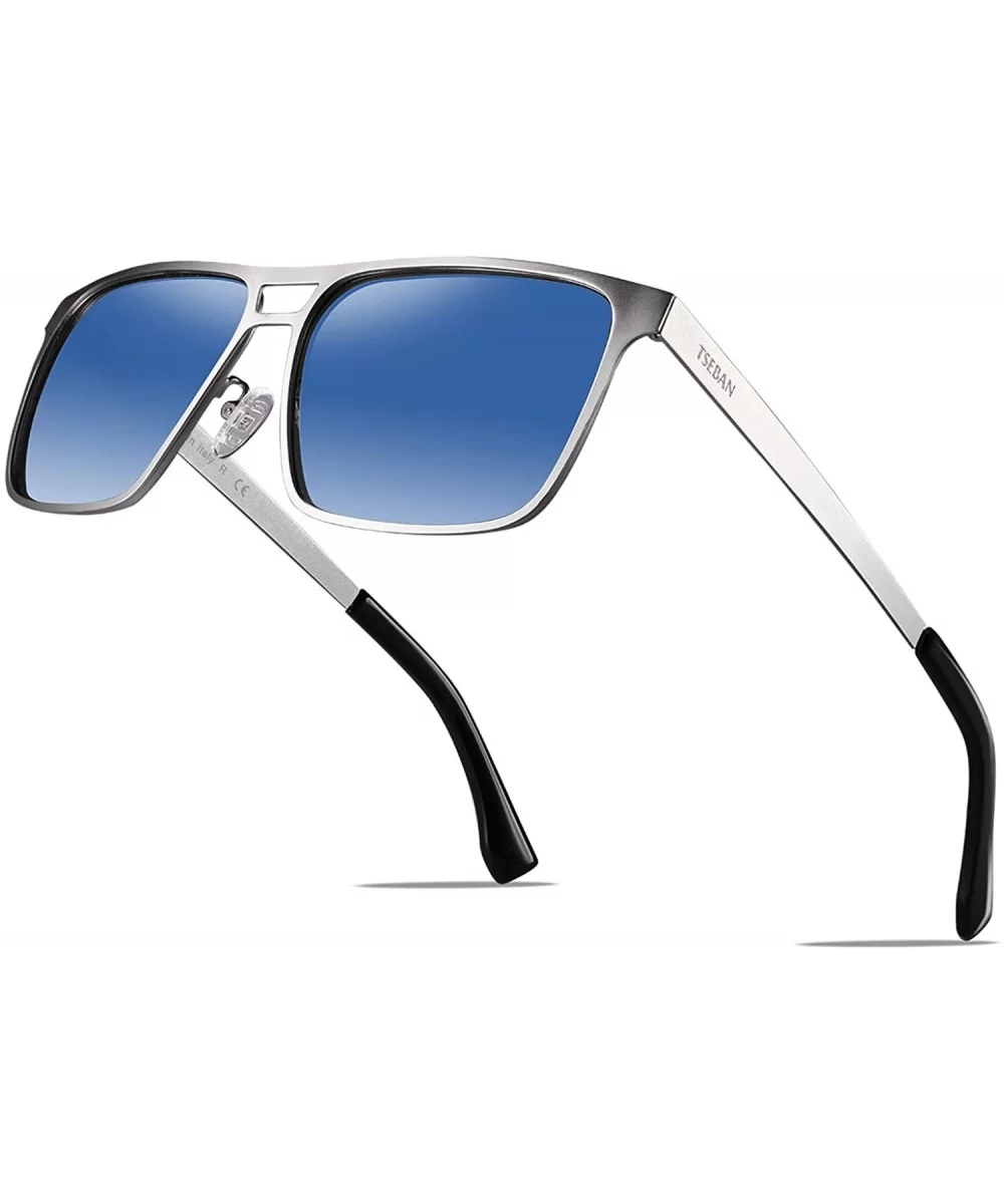 Rectangle Polarized Sunglasses for Men UV Protection Driving Glasses with Metal Frame - CM18U9A94KL $16.13 Square