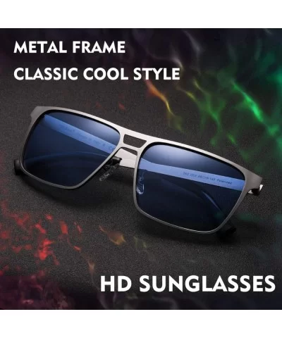 Rectangle Polarized Sunglasses for Men UV Protection Driving Glasses with Metal Frame - CM18U9A94KL $16.13 Square