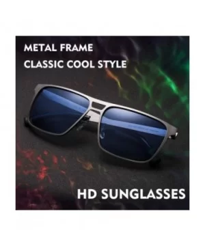 Rectangle Polarized Sunglasses for Men UV Protection Driving Glasses with Metal Frame - CM18U9A94KL $16.13 Square