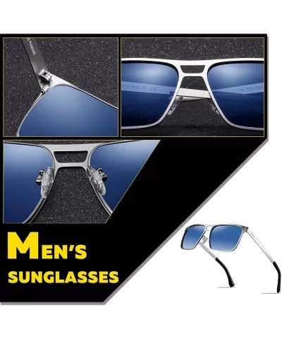 Rectangle Polarized Sunglasses for Men UV Protection Driving Glasses with Metal Frame - CM18U9A94KL $16.13 Square