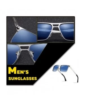 Rectangle Polarized Sunglasses for Men UV Protection Driving Glasses with Metal Frame - CM18U9A94KL $16.13 Square