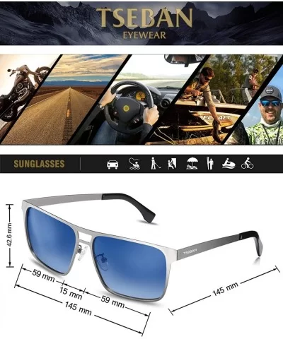 Rectangle Polarized Sunglasses for Men UV Protection Driving Glasses with Metal Frame - CM18U9A94KL $16.13 Square