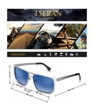 Rectangle Polarized Sunglasses for Men UV Protection Driving Glasses with Metal Frame - CM18U9A94KL $16.13 Square