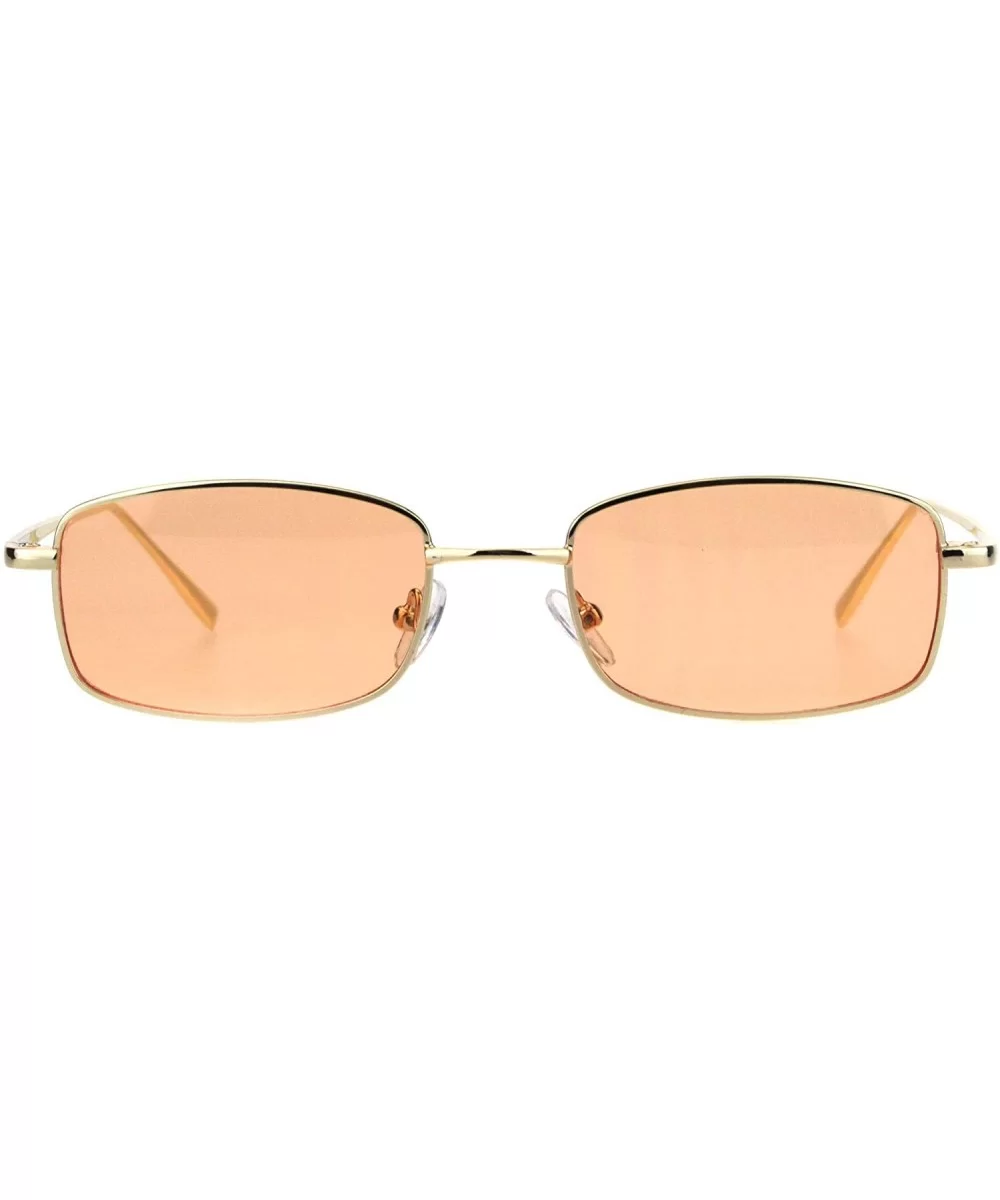 Mens Narrow Rectangular Pimp Daddy Gold Metal Rim Sunglasses - Orange - C118HDCTA43 $10.42 Rectangular