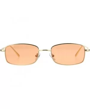 Mens Narrow Rectangular Pimp Daddy Gold Metal Rim Sunglasses - Orange - C118HDCTA43 $10.42 Rectangular