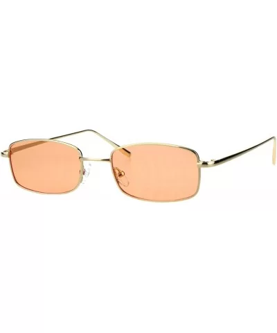 Mens Narrow Rectangular Pimp Daddy Gold Metal Rim Sunglasses - Orange - C118HDCTA43 $10.42 Rectangular