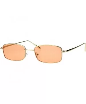 Mens Narrow Rectangular Pimp Daddy Gold Metal Rim Sunglasses - Orange - C118HDCTA43 $10.42 Rectangular