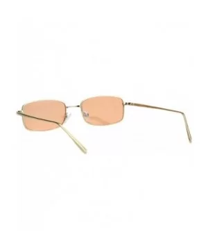 Mens Narrow Rectangular Pimp Daddy Gold Metal Rim Sunglasses - Orange - C118HDCTA43 $10.42 Rectangular