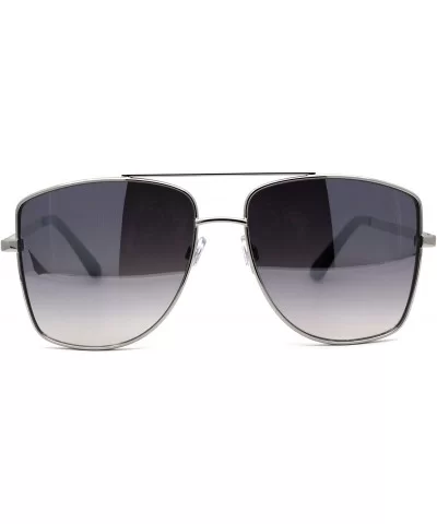 Mens Extra Oversized Squared Metal Rim Pilots Sunglasses - Silver Smoke - C2196EKURNR $11.72 Oversized