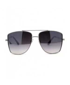 Mens Extra Oversized Squared Metal Rim Pilots Sunglasses - Silver Smoke - C2196EKURNR $11.72 Oversized