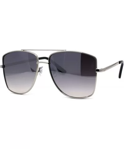 Mens Extra Oversized Squared Metal Rim Pilots Sunglasses - Silver Smoke - C2196EKURNR $11.72 Oversized