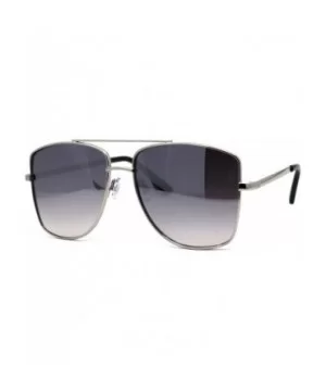 Mens Extra Oversized Squared Metal Rim Pilots Sunglasses - Silver Smoke - C2196EKURNR $11.72 Oversized