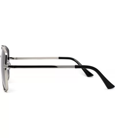 Mens Extra Oversized Squared Metal Rim Pilots Sunglasses - Silver Smoke - C2196EKURNR $11.72 Oversized