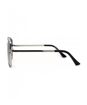 Mens Extra Oversized Squared Metal Rim Pilots Sunglasses - Silver Smoke - C2196EKURNR $11.72 Oversized