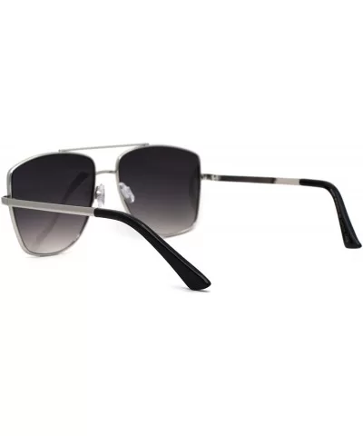 Mens Extra Oversized Squared Metal Rim Pilots Sunglasses - Silver Smoke - C2196EKURNR $11.72 Oversized