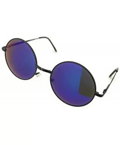 Retro UV Protection Round Sunglasses for Men Vintage Sunglasses Women - Black / Blue - CH18M8IZIL4 $5.93 Oval