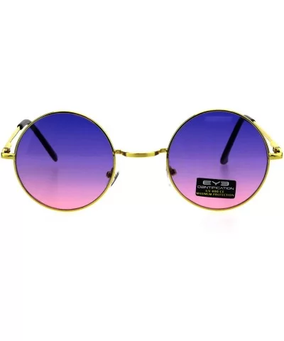 Hippie Pimp Daddy Oceanic Gradient Circle Lens Gold Round Metal Rim Sunglasses - Purple Pink - CM18GO0L3DN $5.04 Round