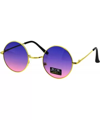 Hippie Pimp Daddy Oceanic Gradient Circle Lens Gold Round Metal Rim Sunglasses - Purple Pink - CM18GO0L3DN $5.04 Round