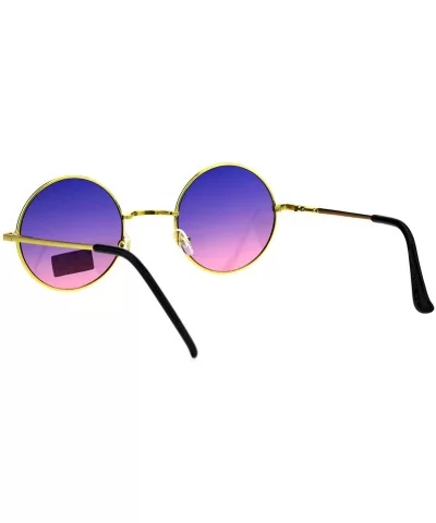 Hippie Pimp Daddy Oceanic Gradient Circle Lens Gold Round Metal Rim Sunglasses - Purple Pink - CM18GO0L3DN $5.04 Round