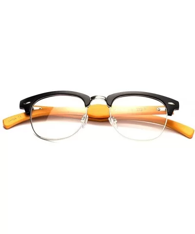 Real Bamboo Temple Classic Vintage Design Fashion Clear Lens Glasses - 1986 Matte Black - CT12L9HCK5R $7.09 Wayfarer