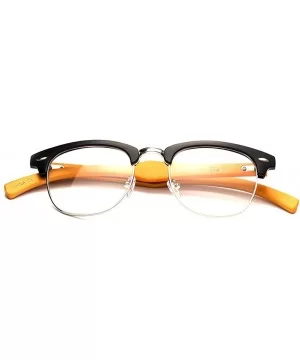 Real Bamboo Temple Classic Vintage Design Fashion Clear Lens Glasses - 1986 Matte Black - CT12L9HCK5R $7.09 Wayfarer