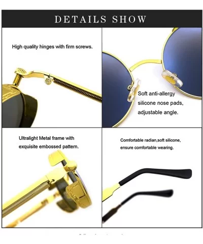 Round Steampunk Sunglasses for Women Men Vintage Retro Circle Metal Frame Eyewear Shades - CI1972R9C25 $11.72 Round