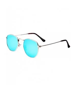 Medium Unisex Polygon Polarized Sunglasses - Gold Frame With Blue Mirror Lens - CB196HL6NZ6 $5.47 Round