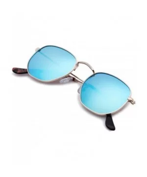 Medium Unisex Polygon Polarized Sunglasses - Gold Frame With Blue Mirror Lens - CB196HL6NZ6 $5.47 Round