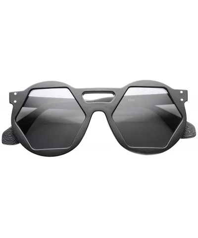 Hexagon Lens Round Cross Bridge High Fashion Sunglasses - Matte-black Smoke - C511YLSE0LT $8.14 Oversized