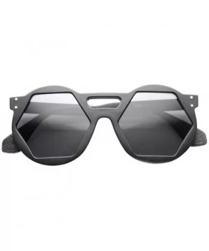 Hexagon Lens Round Cross Bridge High Fashion Sunglasses - Matte-black Smoke - C511YLSE0LT $8.14 Oversized