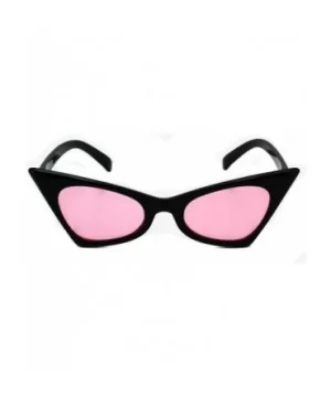 Small Cat Eye Sunglasses For Women High Pointed Tinted Color Lens New - Black / Light Pink - CZ18075GTOT $6.60 Cat Eye