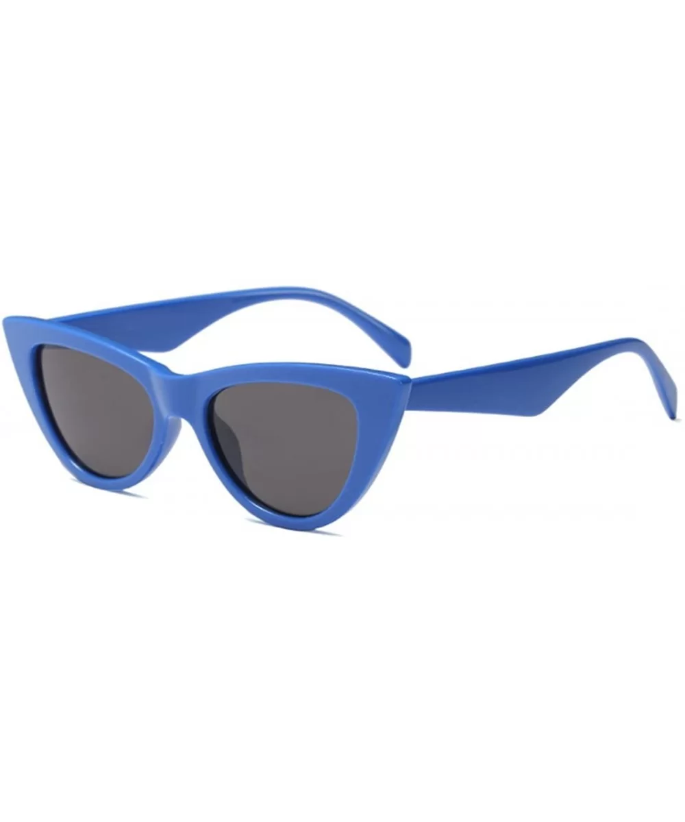 Women Small sunglasse Retro Vintage Cat Eye Eyewear Goggles Resin Frame - Royal Blue - CR18DW0XO8X $8.92 Oval