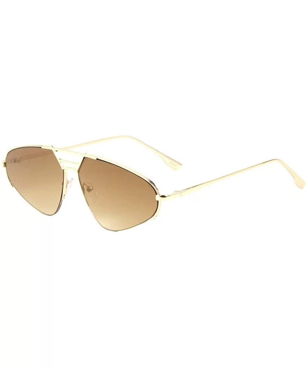 Geometric Luxury Wire Frame & Flat Lenses Retro Half Rim Aviator Sunglasses - Gold Metallic Frame - CB18W7LES48 $8.28 Rectang...