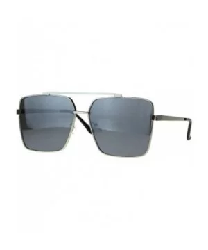 Retro Oversize Rectangular Pilots Metal Rim Luxury Fashion Sunglasses - Silver Mirror - CB187LH7S72 $7.99 Rectangular